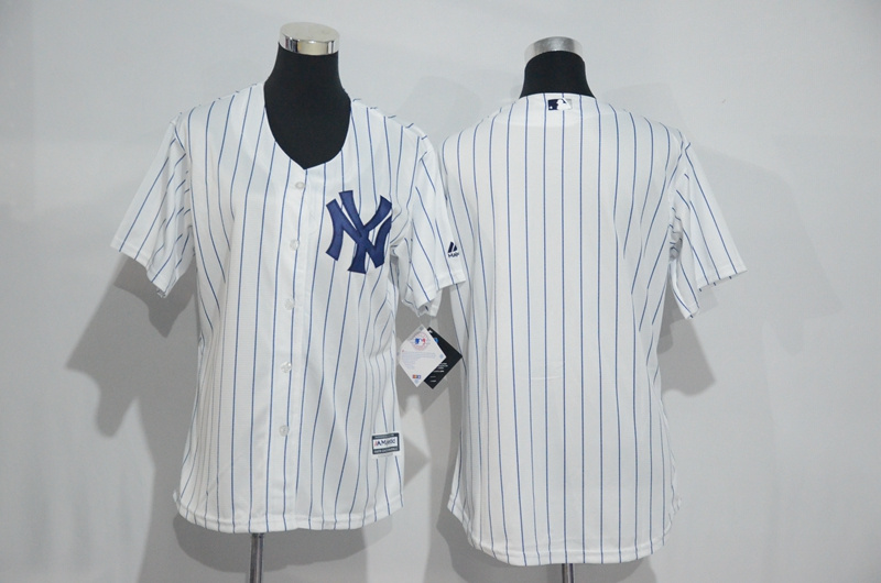 Womens 2017 MLB New York Yankees Blank White Jerseys